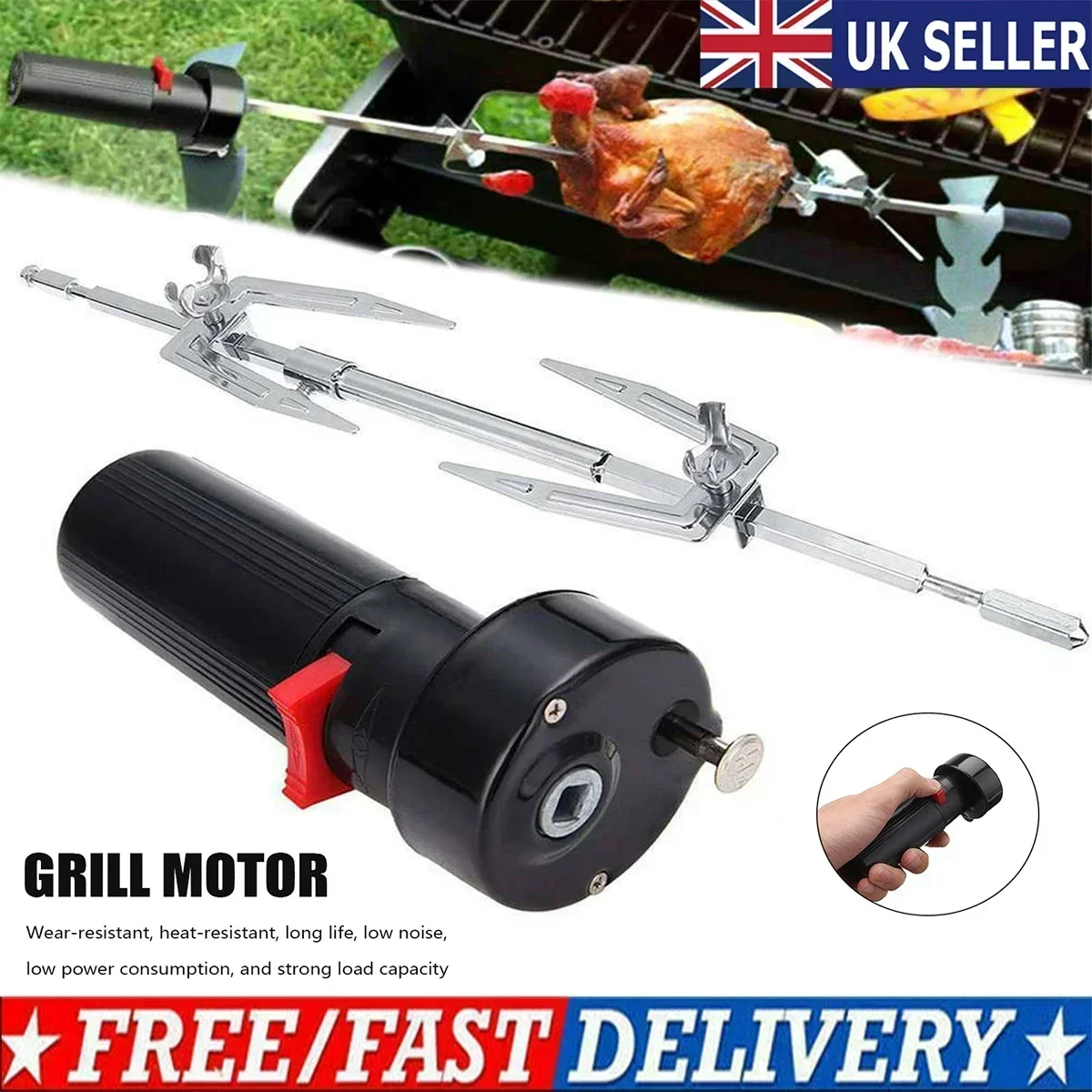 BBQ Rotator Motor Rotary Fork Set Electric BBQ Rotisserie Grill Rod 1.5V D Size Barbecue Rotisserie Rotator Motor barbecue skewers barbecue tools