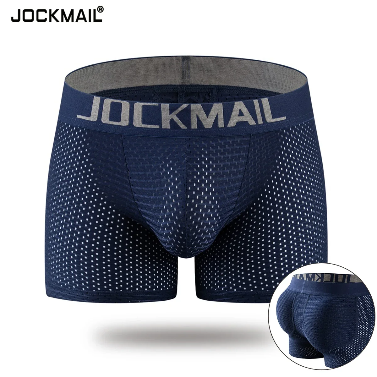 JOCKMAIL Sexy Underwear Men's Boxer Shorts Mesh U Pouch Sexy Underpants with Hip Pads Cueca Boxer Men Sleep Bottoms Male Trunks sexy men briefs low waist bikini underwear thin mesh breathable panties stretch soft lightweight underpants swim short trunks