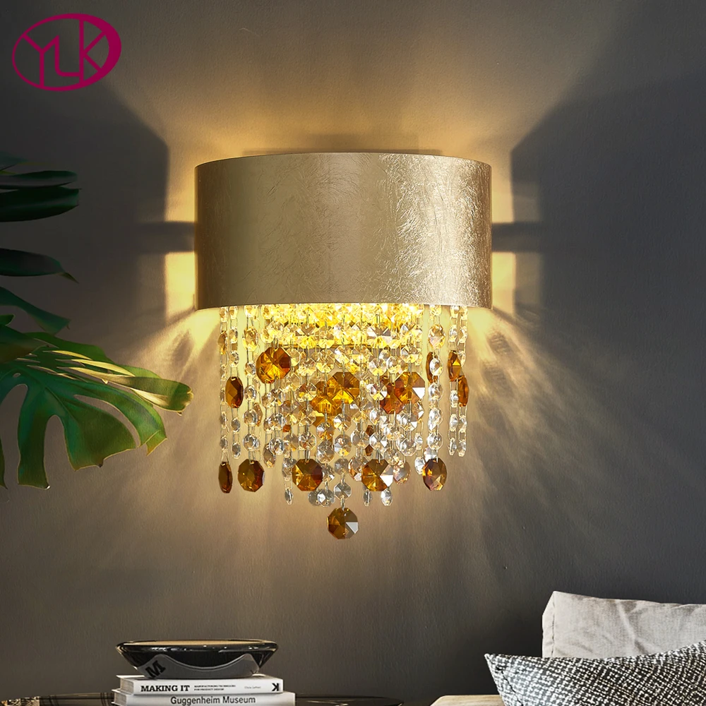 New Modern Bedroom Gold Wall Sconce Luxury Crystal Wall Lamp Bedside