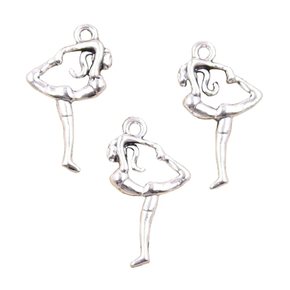 15 stücke Charms Turnerin Sporter Gymnastik Player 26x15mm Antike Silber Farbe Anhänger, Die DIY Handgemachten Tibetischen Finding schmuck