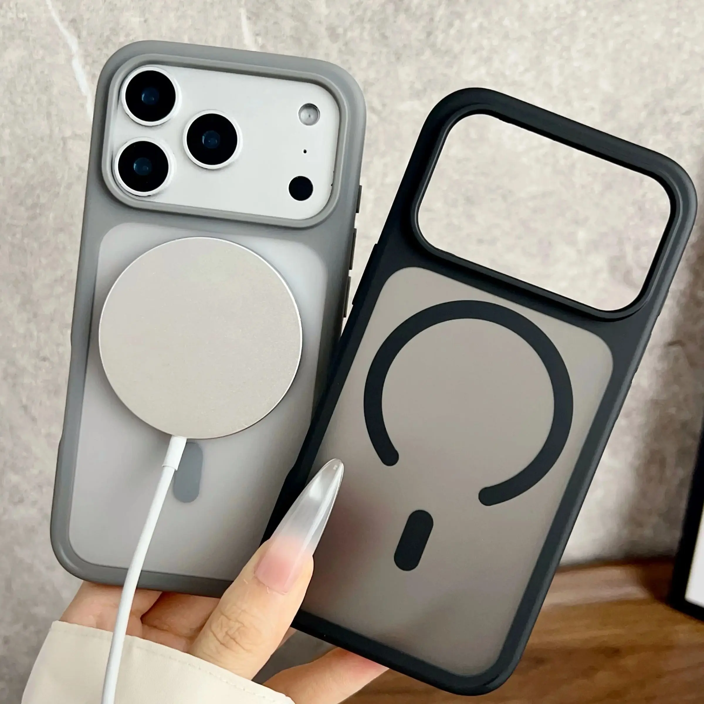 Translucent Matte Shockproof MagSafe Phone Case
