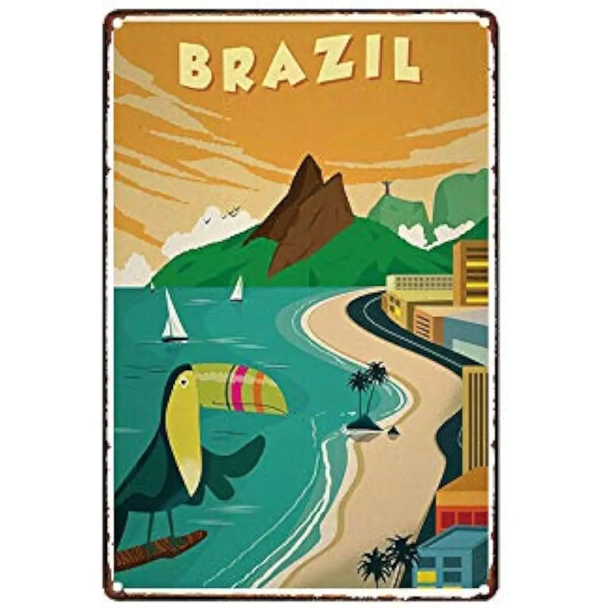 

Metal Tin Sign Brazil Travel Poster Bar Pub Home Vintage Retro Poster Cafe Art Retro Wall Home Bar Pub Vintage Cafe Decor