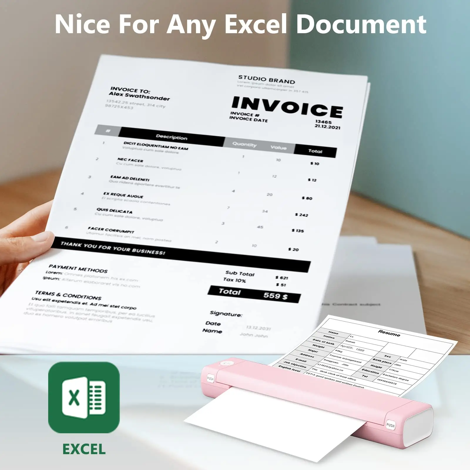 Thermal Printing Paper US Letter Thermal Paper 8.5x11 Compatible M08F-Letter Printer HPRT MT800/MT800Q Brother PJ762/PJ763MFi Portable Printer printing paper,thermal label paper