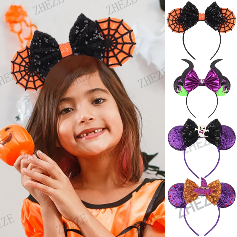 2024 New Halloween Spiderweb Mouse Ears Headband Kids Adult Festival Cosplay Hairband Girls DIY Hair Accessories Boutique Gift