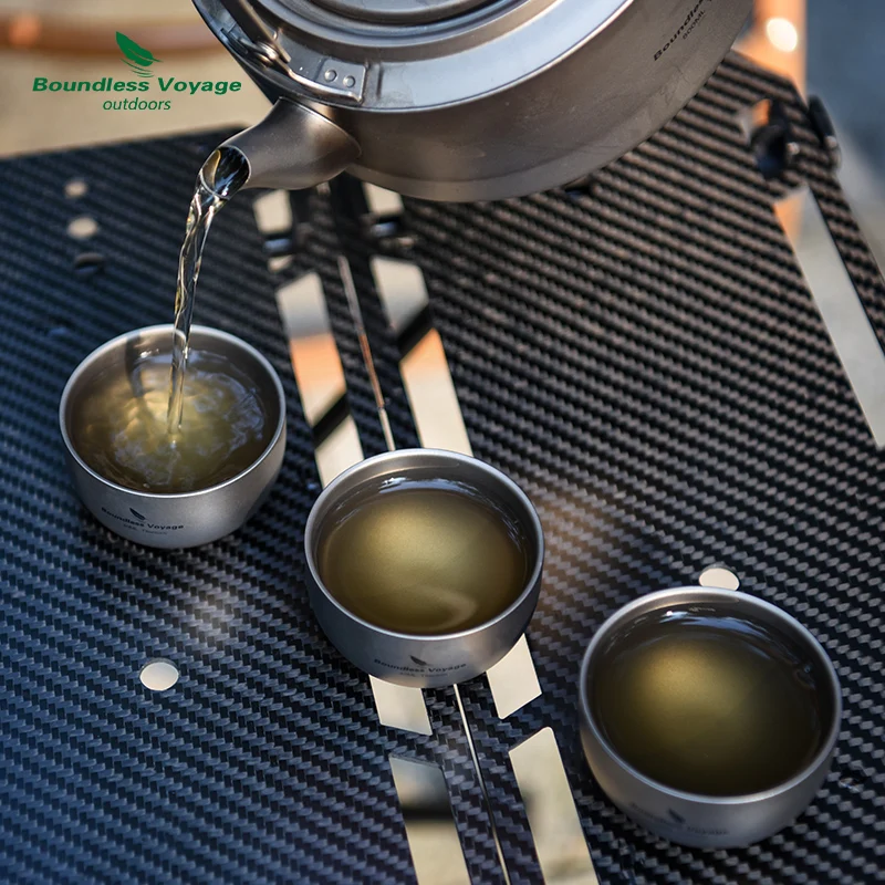 Boundless Voyage Sake Cup Titanium Double Wall Mini Drink Teacup Coffee Mug Lightweight Stackable Teaware 18g Ti3204D