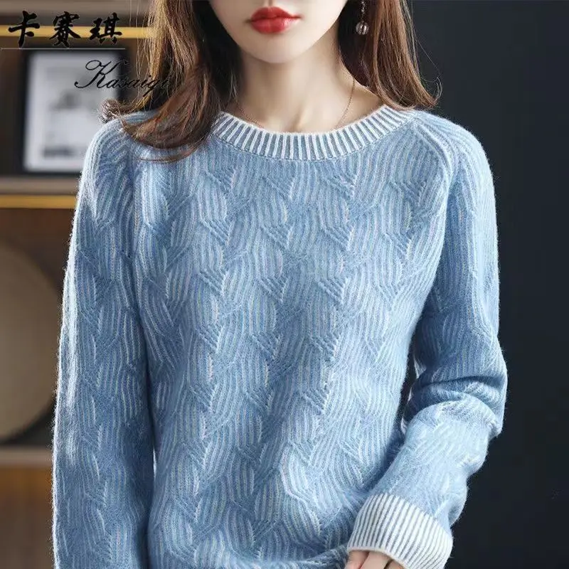 

Round Neck Threaded Knit Sweater Autumn And Winter New Pullover Knitted Top Fashionable Casual Loose Fitting Women's Sweater