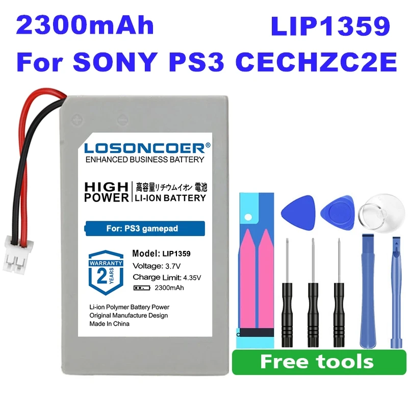 

0 Cycle 100% New LOSONCOER 2300mAh LIP1359 Replacement Battery for Sony PS3 CECHZC2E Dualshock 3 Wireless Controller +Free Tools
