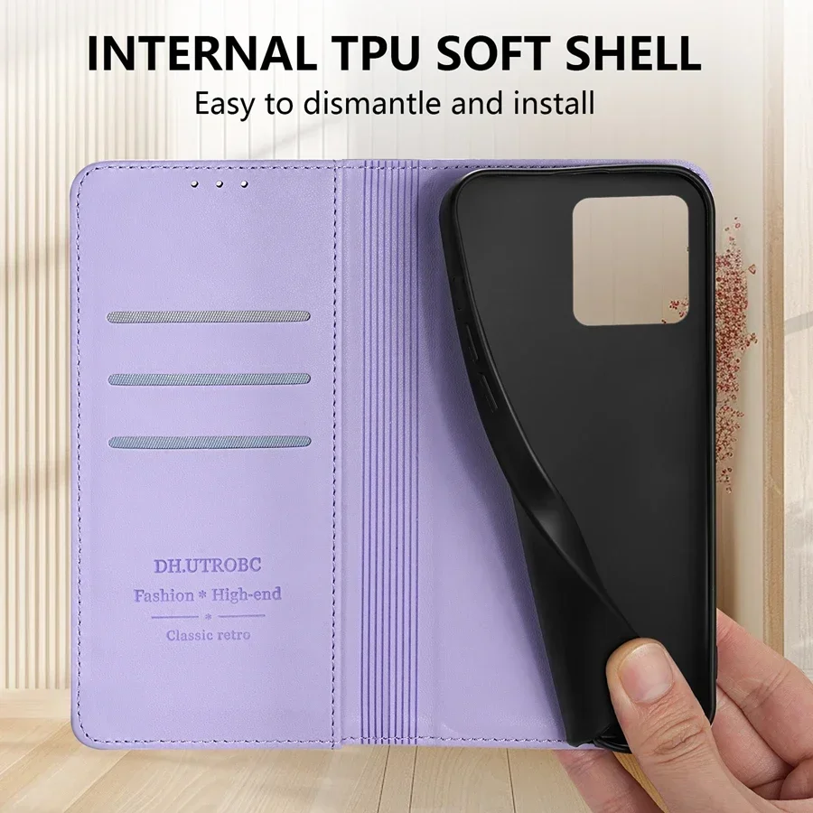Elegant Leather Wallet Case with Magnetic Card Slot and Flip Design