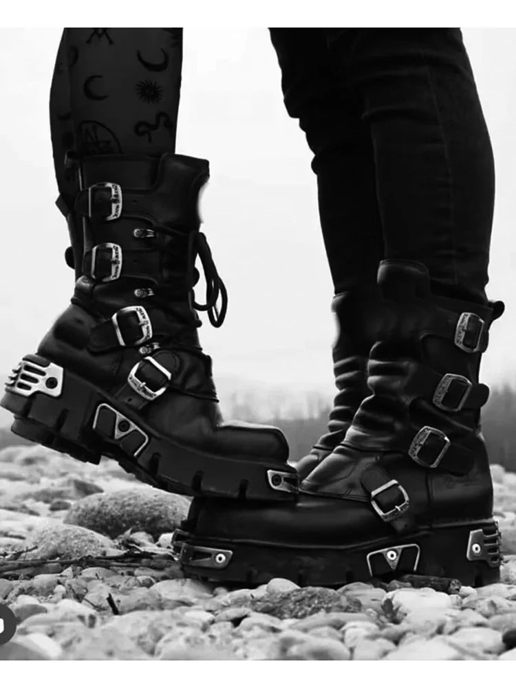 new rock skull studs boots y2k パンク 平成