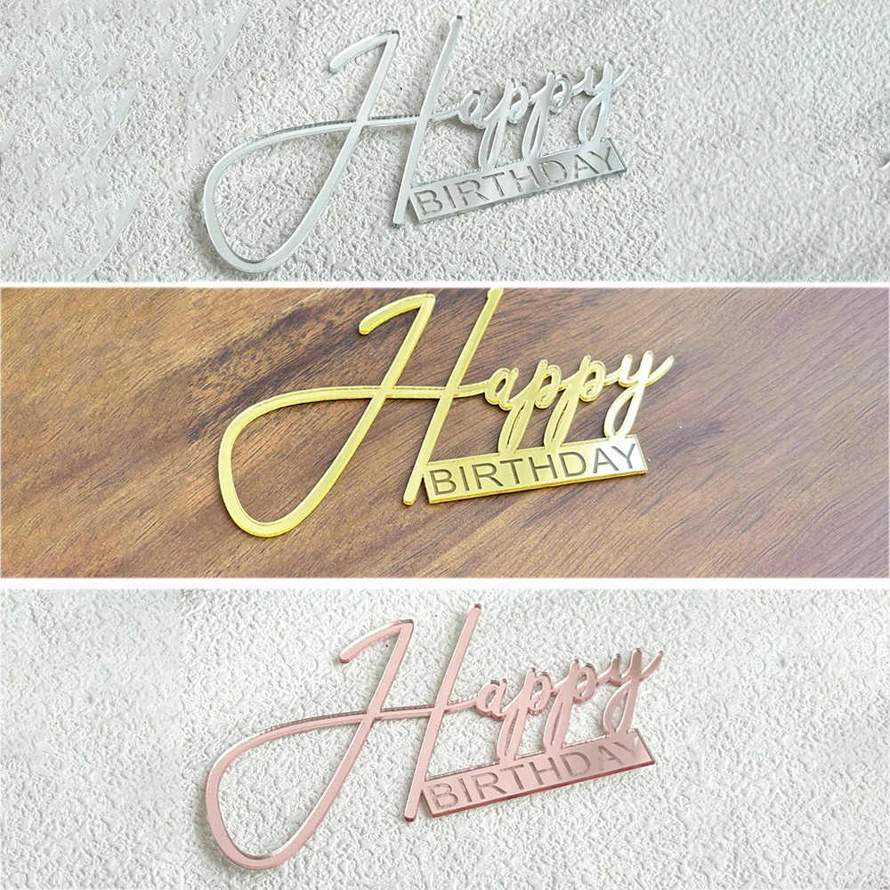 1/3/5 Stück Acryl Happy Birthday Kuchenaufsatz Gold, Silber, Roségold Acryl für Geburtstagsfeier Kuchen Dekorationen Zubehör Werkzeuge