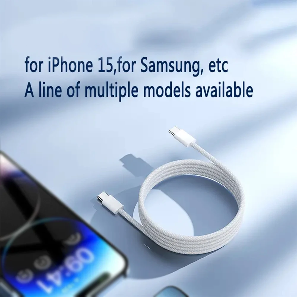 USB-C to Type C Color Cable For iPhone 15 PD 60W Fast Charging For Huawei Xiaomi Samsung Type C Weaving Cable Accessories