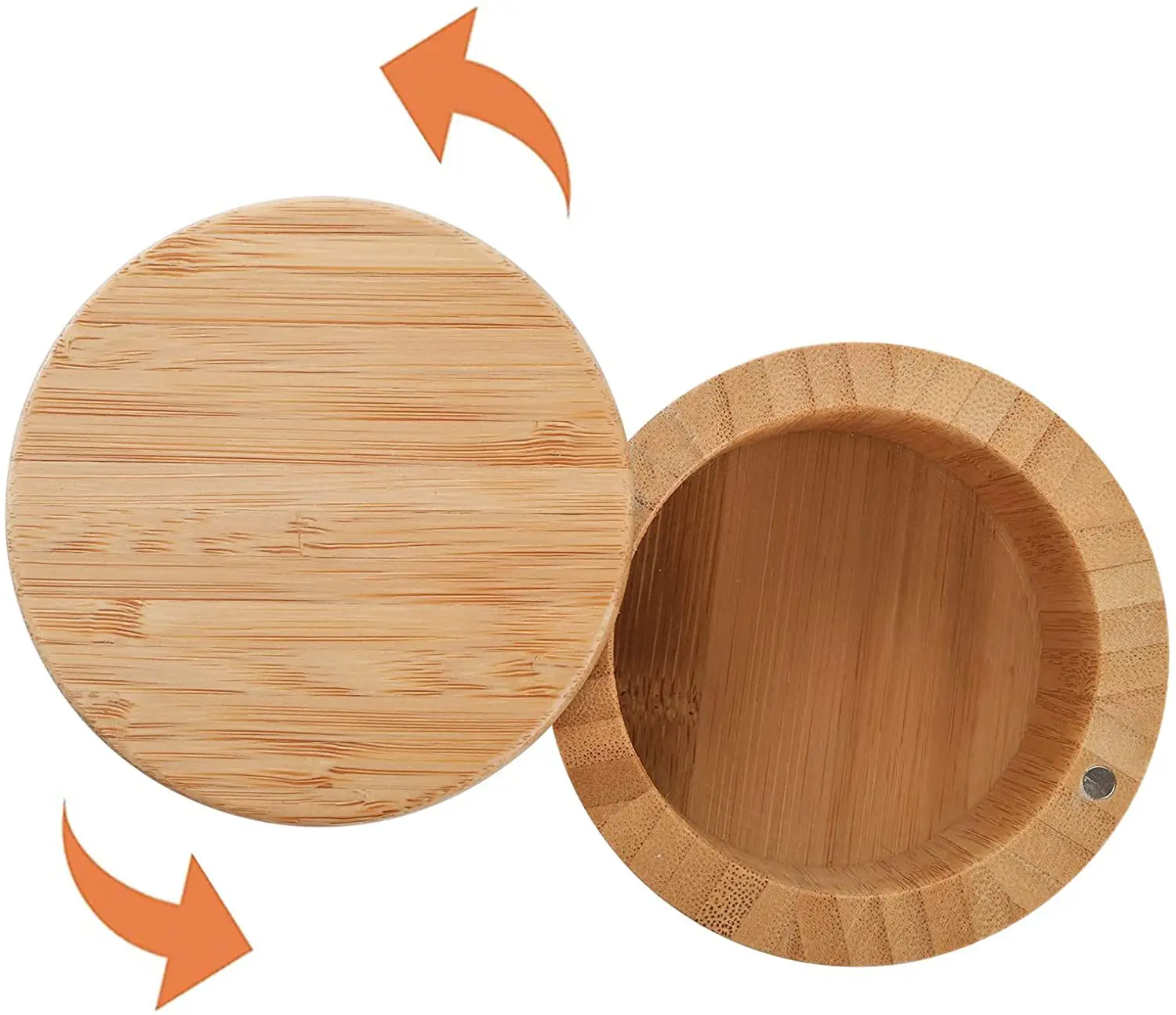 Lot De 2 Boîtes à Sel En Bambou 6 Oz – Couvercle Pivotant Magnétique + Cuillère, Rangement Élégant Pour Sel, Poivre, Épices Et Herbes En Cuisine