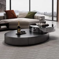 Tables basses de luxe italiennes moderne haut de gamme en acier inoxydable Table basse centrale ovale en verre meubles de maison Escritorios FYCT 3