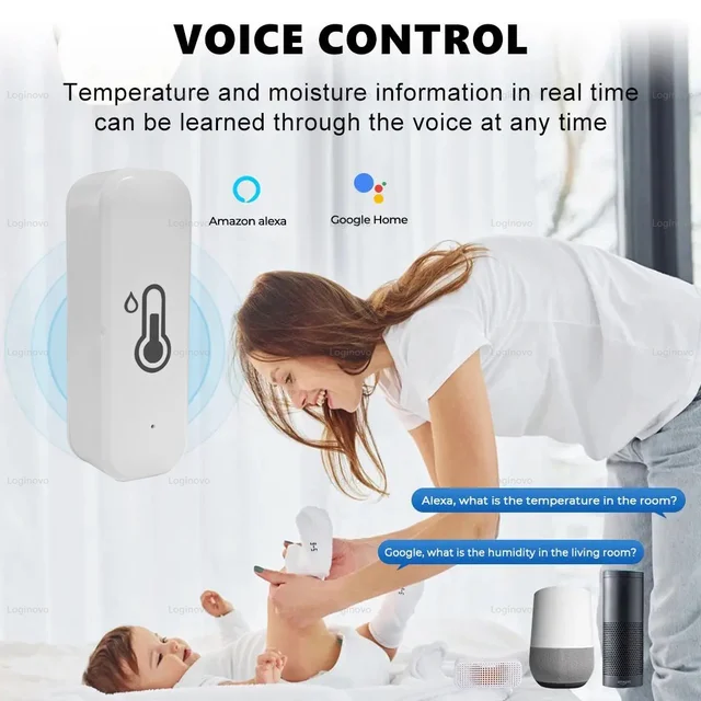 ZigBee Temperature and Humidity Sensor Smart Home Thermometer Hygrometer Smart Life APP Remote Alarm Work with Alexa Google Home 2