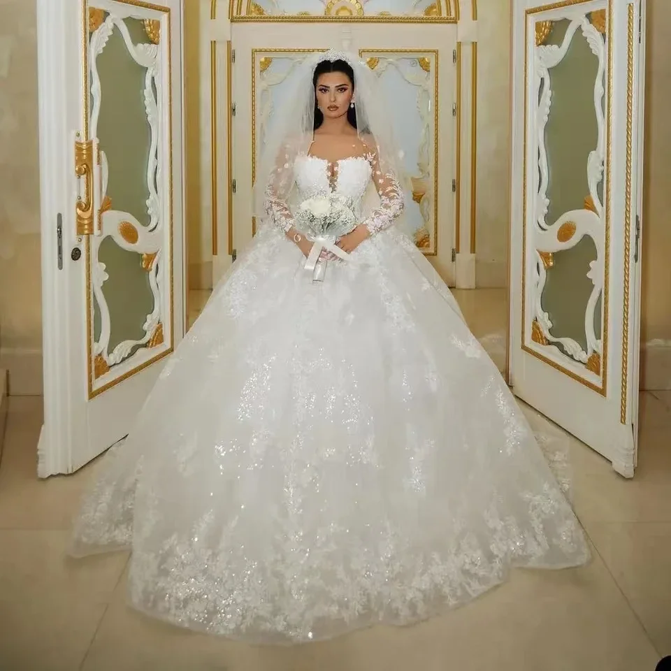 ロレンシア-きらびやかなスパンコールのウェディングドレス,長袖