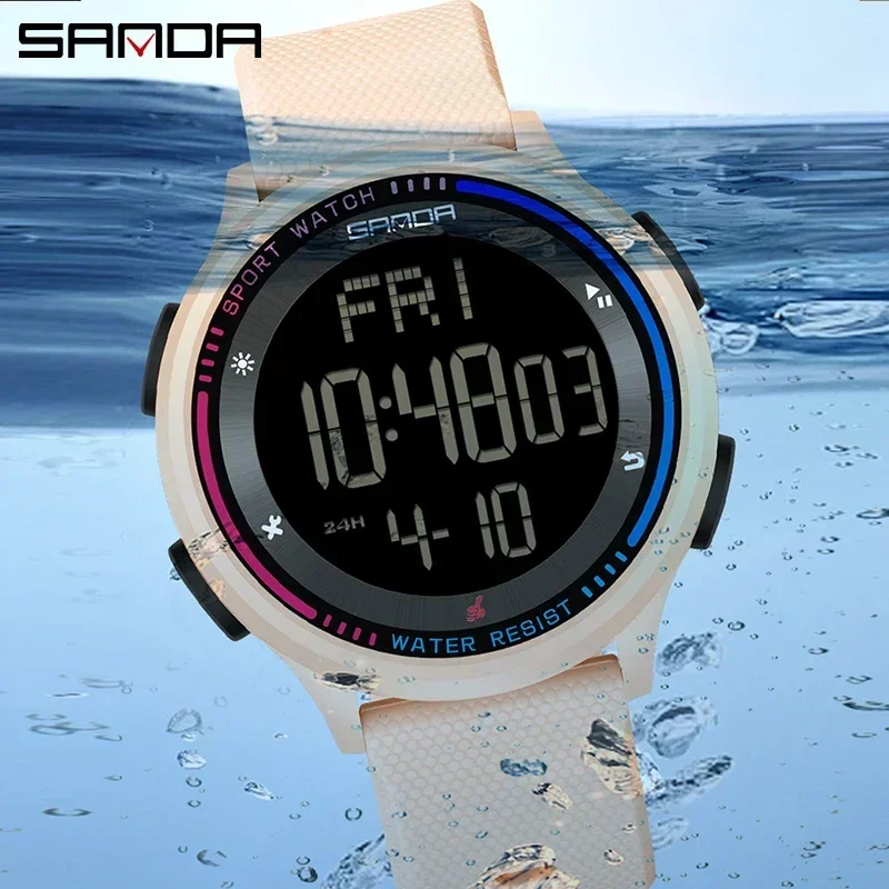 SANDA 6158 Student Digital Movement Teenager Boy Girl Watch Clock Trendy Waterproof Sports Mode Wristwatches Stopwatch Relogio