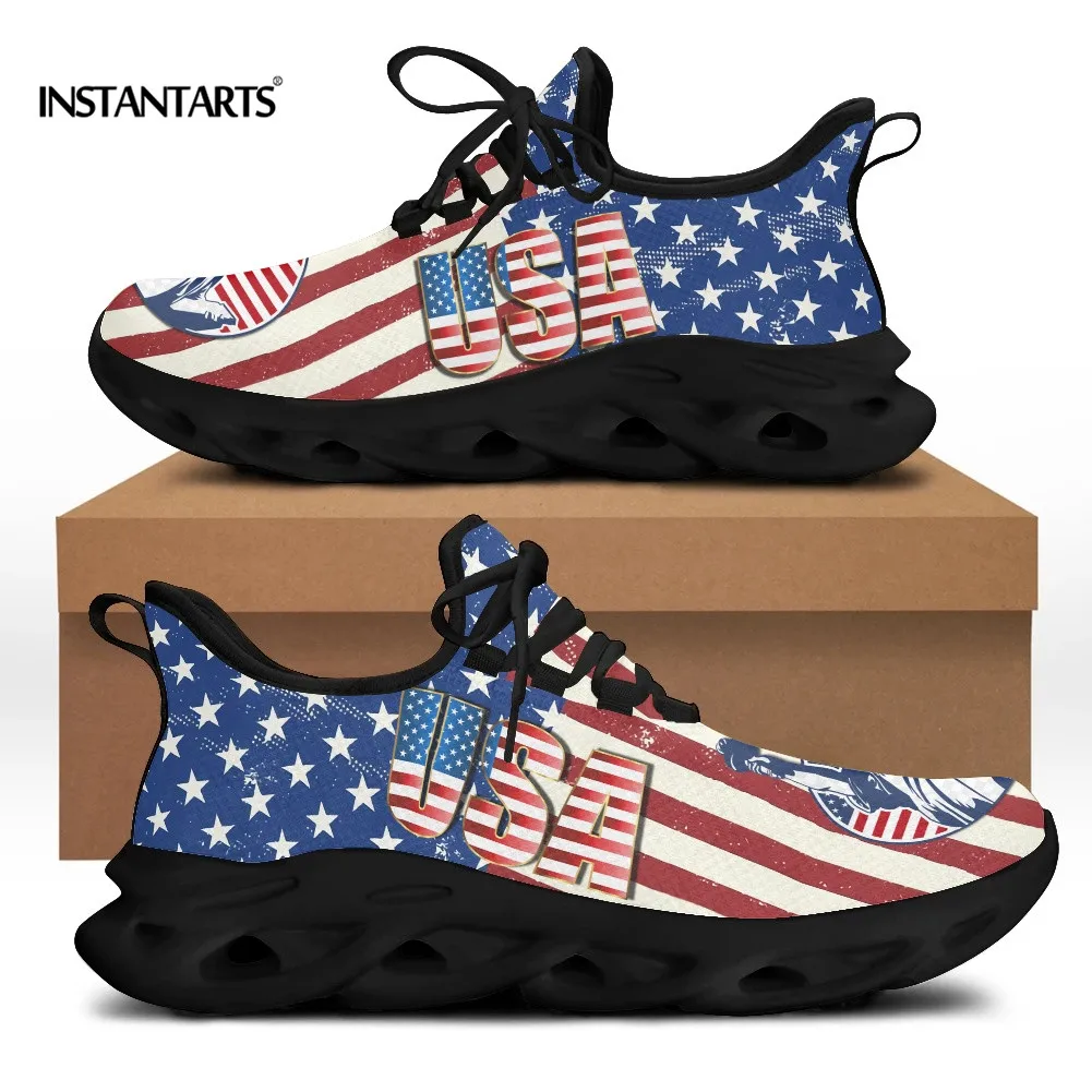 7.4 American Flag Statue Of Liberty Print Flat Shoes For Women Cool Sneaker For Female Spring Summer Woman Footwear