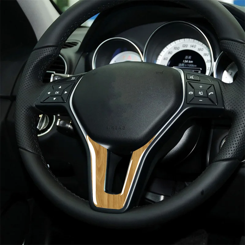 

For Mercedes Benz W204 C Class 2007 2008 2009-2013 Wood grain Stickers Car Steering Wheel Cover Trim Interior Car Accessories
