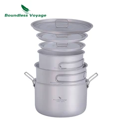 Boundless Voyage Titanium Pot 1.4L 1.6L 2.4L Camping Cooking Set Backpacking Pot for Hiking Trekking Picnic Ti2106C-Ti2109C