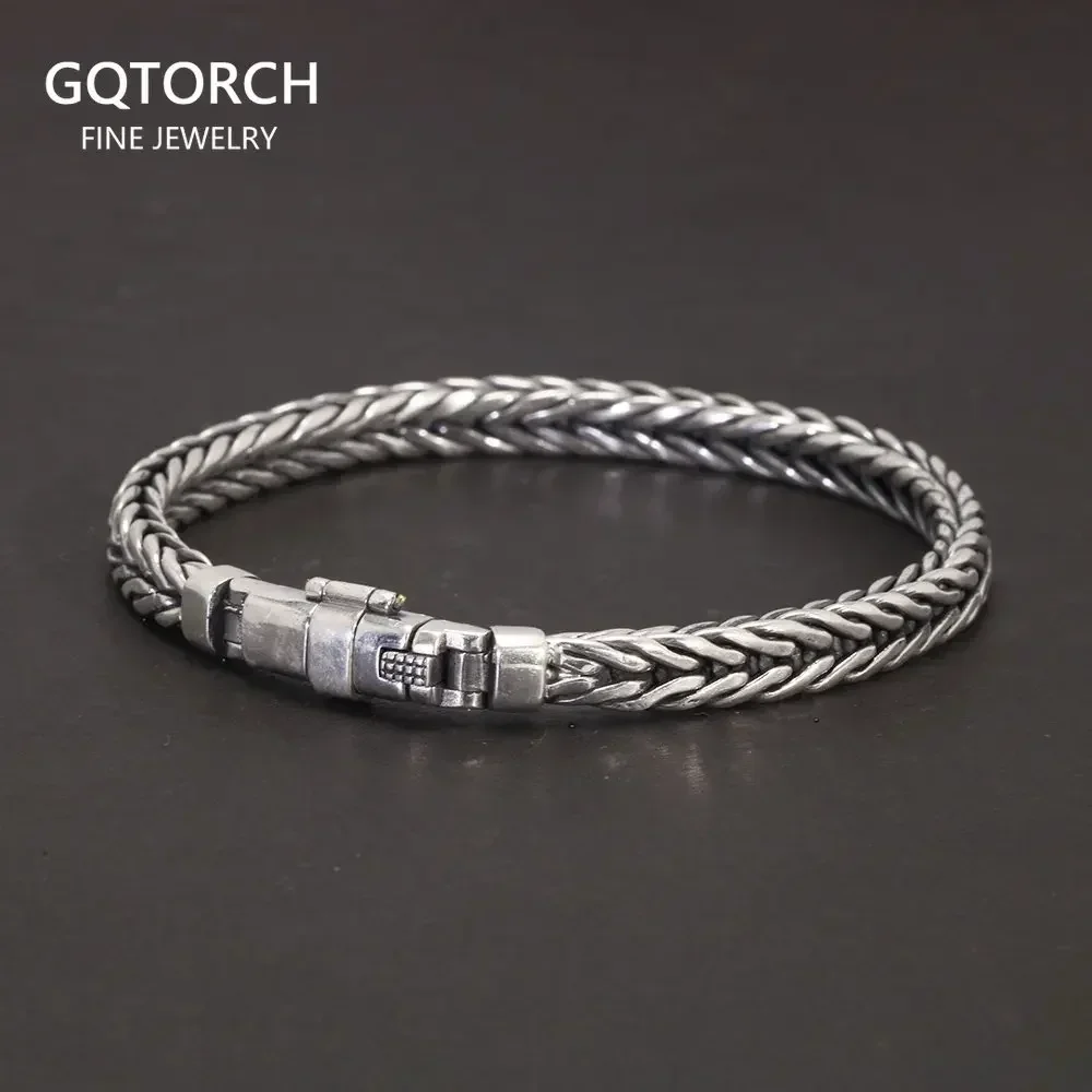 Handmade Vikings Bracelet - 925 Sterling Silver Braided Men's Bracelet (Oxidized Finish, 8.5 Inches)