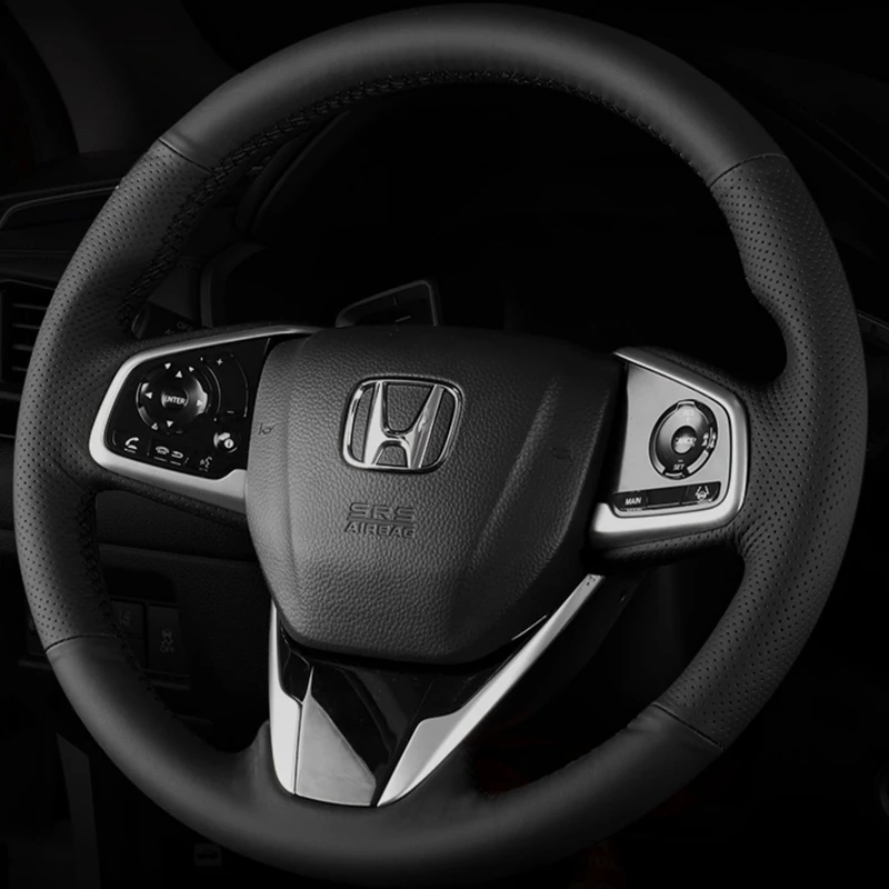 Steering Wheel Cover Hand-Stitched Microfiber Leather for Honda Civic 10-CRV CR-V-Clarity steering wheel cover