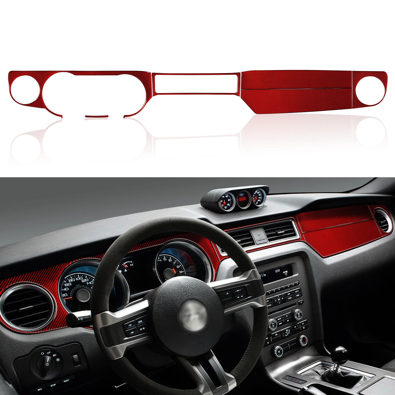 

For Ford Mustang 2009-2014 Accessories Carbon Fiber Sticker Decal Car Center Consoles Instrument Panel Interior Trim Cover