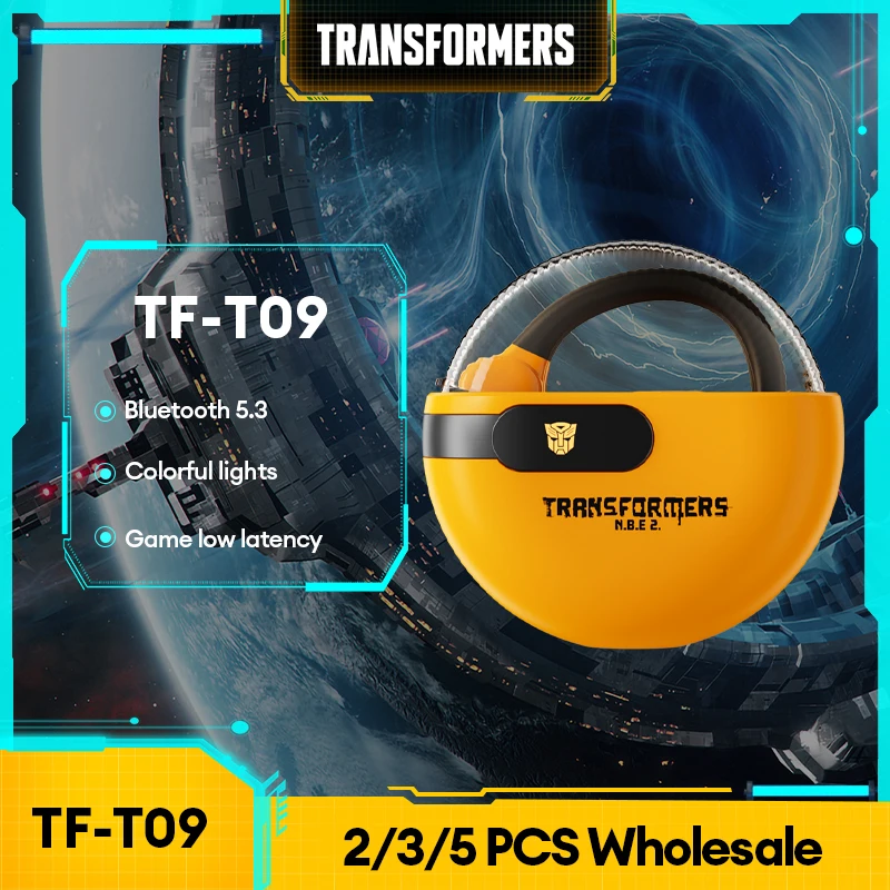 

Choice TRANSFORMERS TF-T09 Bumblebee Ear Hook Sport Earphones HD Call Low Latency Bluetooth 5.3 Headphones Music Gaming Earbuds