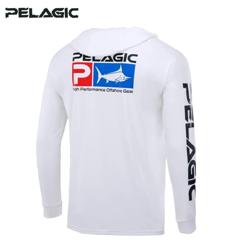 

PELAGIC Gear Long Sleeve Fishing Shirt Men UV Clothing Hooded Coat Sun Protectio Breathable Anti Mosquito Thin Fishing Shirts