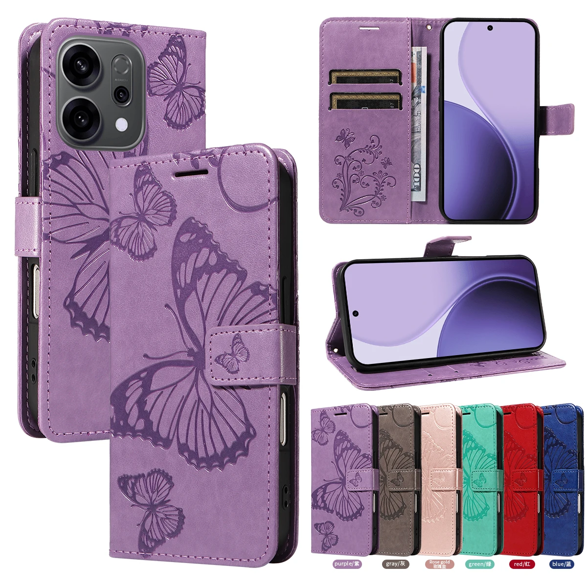 Butterfly Leather Magnetic Flip Wallet Phone Case