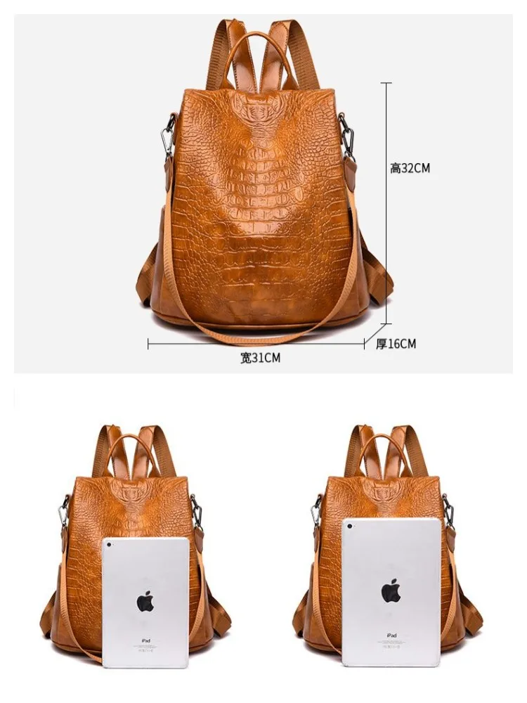 Fashion Retro Women's Soft Leather Backpack Luxury Design Anti theft Casual Bag High Quality Leather Large Capacity Travel Bag
