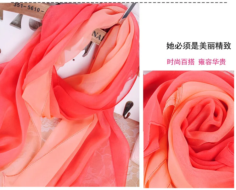 Foulard Long Dégradé En Mousseline De Soie Pour Femme – Léger Et Multifonction