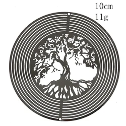 Elevate Your Outdoor Space with a 3D Flowing Wind Spinner - Stainless Steel Mirrored Hanging Decor - Silver color (Round Tree of life)