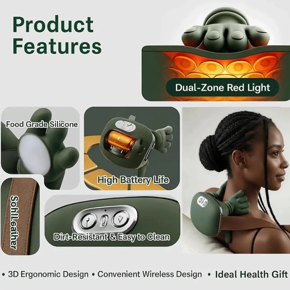 Electric Neck Shoulder Massager Wireless Shoulder Back Kneading Deep Tissue Massage Heated Neck masajeador Relax Pain Relief