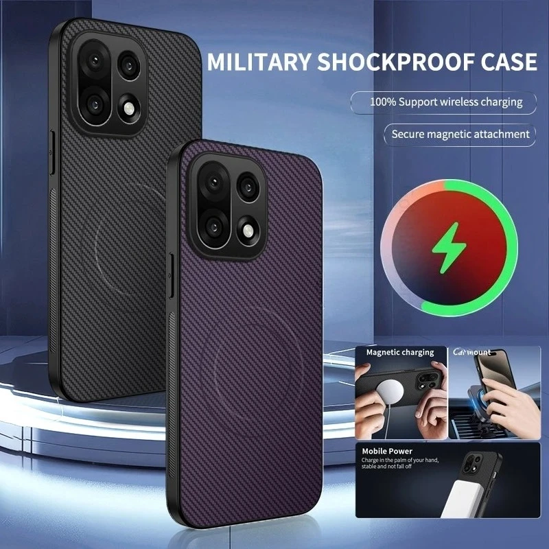 Premium Carbon Fiber Soft TPU Shockproof Case with MagSafe and Lens Protection