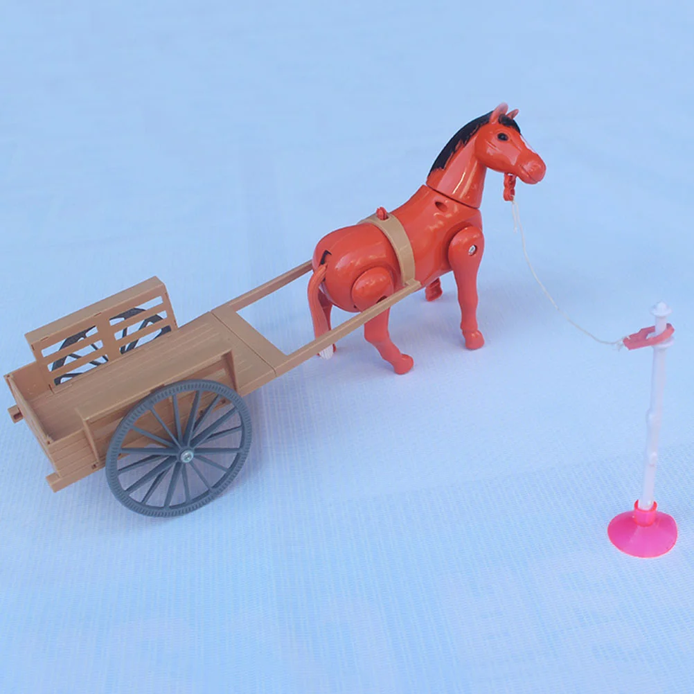 

2 Pcs Miniature Toys Revolving Electrical Puzzle Jesus Horse and Cart Funny Rotating Child