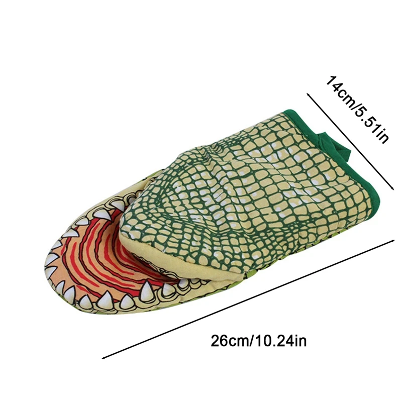 Silicone Oven Gloves Kitchen Gloves Crocodile Cat Paw Oven Glove Microwave Cartoon Animal Pattern Heat Insulation Thickened Glove Resistant BBQ Cooking Baking Mitts