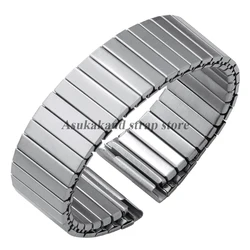 Elastic Stretch Stainless Steel Watch Band - Flexible Strap - M (Silver)
