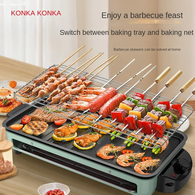 KONKA piastra elettrica per interni-griglia per barbecue senza fumo con  macchina per spiedini e piastra in ferro KEG-W1503 griglia elettrica 220V -  AliExpress