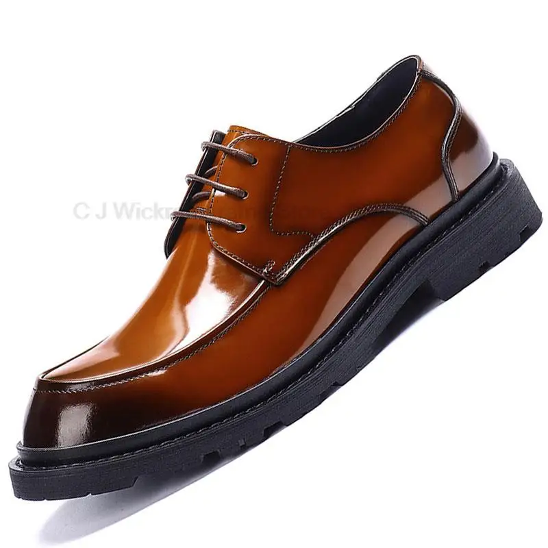 

Round Head Derby Formal Office Men Shoes Bridegroom Best Man Shoe Fashion Genuine Leather Dress Business Designer Shoes Men