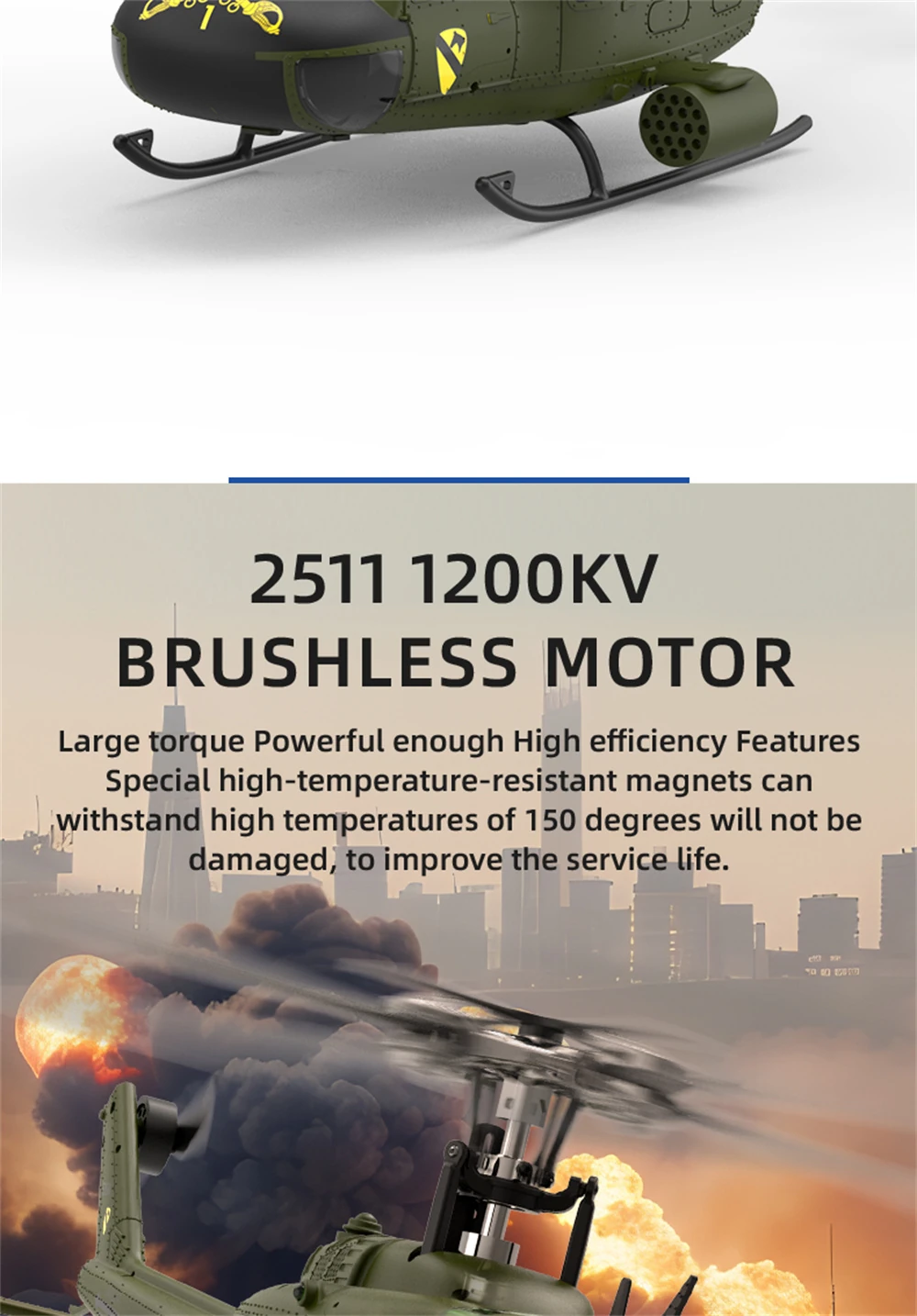 Eachine E190 PRO UH-1 2.4G 6CH 3D6G 1:34 Scale Huey Dual Brushless Motor Flybarless RC Helicopter Compatible with FUTABA S-FHSS