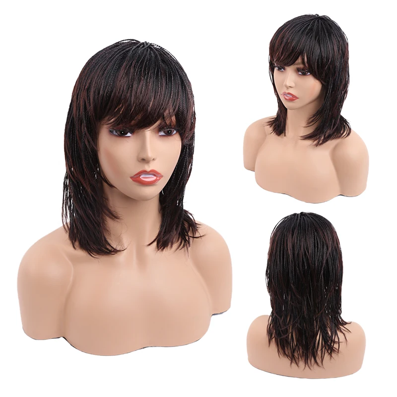 Amir synthetic Short Braided Wigs For Women Black Box Braided Bob Wig With Bangs Heat Resistant African Braiding Hair Wig Bob