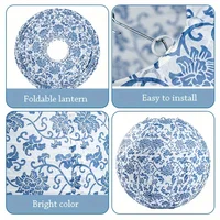 6X Chinese Blue Porcelain Lantern Set - Festive Decor for Parties, Weddings & Birthdays, No Electricity Needed BW 2