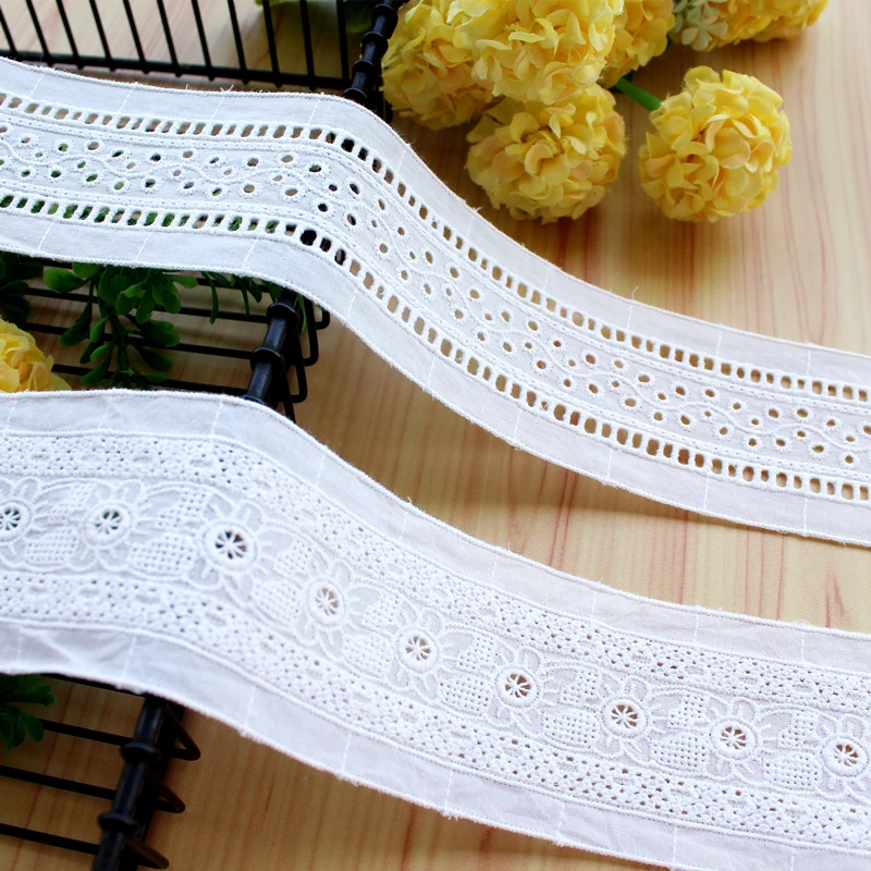 자수 레이스 재봉 리본, 기퓌르 트림, DIY 인형 의류 액세서리, 레이스 에지, 100% 면, 너비 6cm
