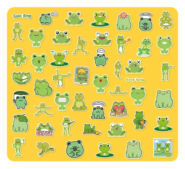 10/50Pcs Cartoon Animal Frog Kids Waterproof Stickers Scrapbooking