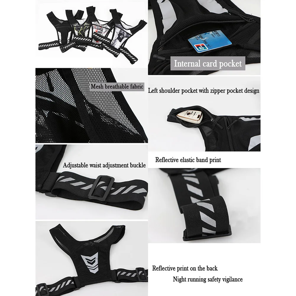 Running Phone Holder Vest Lightweight Cycling Vest Unisex Breathable Mesh Running Chest Bag Adjustable Buckle for Men Women