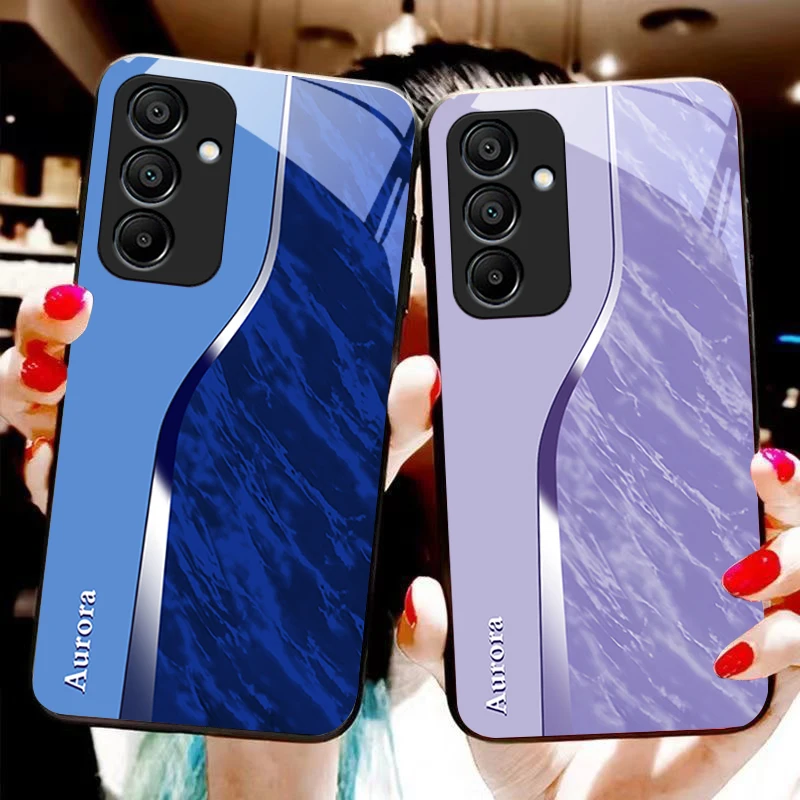 Water Pattern Purple Black Tempered Glass Phone Case