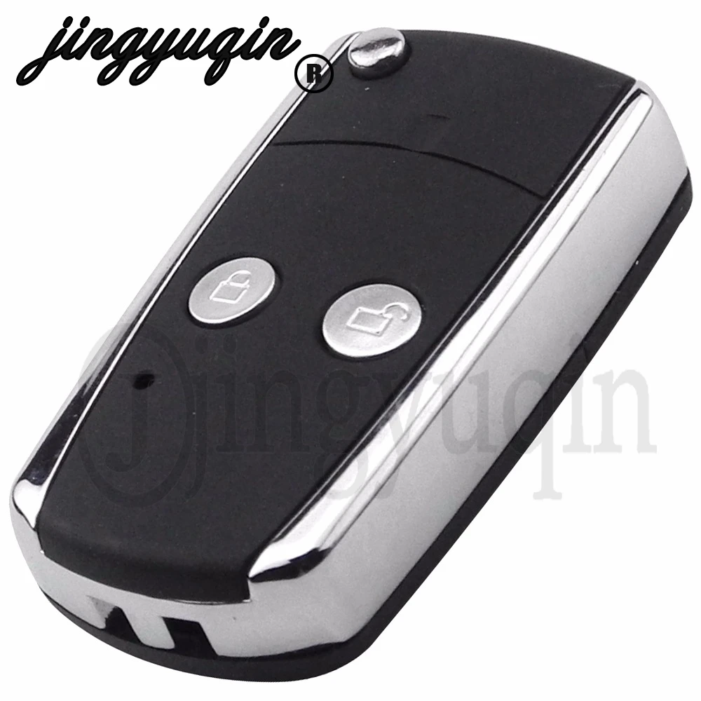 

Jingyuqin для Toyota Camry Corolla Yaris, Echo Prado Hilux блестящая металлическая рамка TOY43 чехол для ключей 2 кнопки флип дистанционный Брелок чехол