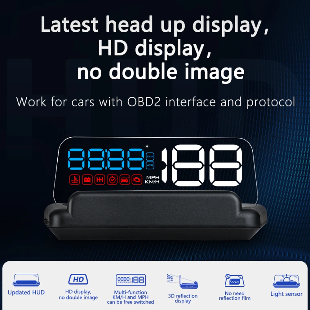 C500 Auto OBD2 HUD Display Digitale Temperatura Acqua Velocità Turbo RPM Misuratore EOBD Computer di Bordo Intelligente GPS T900 Parabrezza Per Tutte le Auto - Image 2