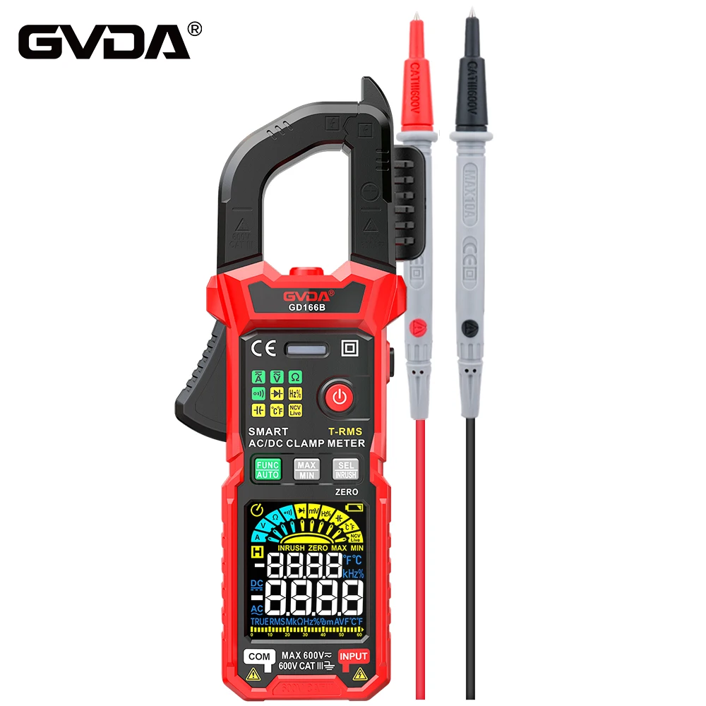 GVDA Digital Clamp Meter Multimeter Auto Range True RMS NCV DC AC