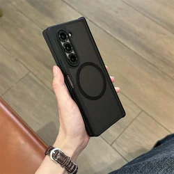 Transparent Magnetic Luxury Armor Case with Wireless Charging for Zfold 8 Ultra (Matte Black)